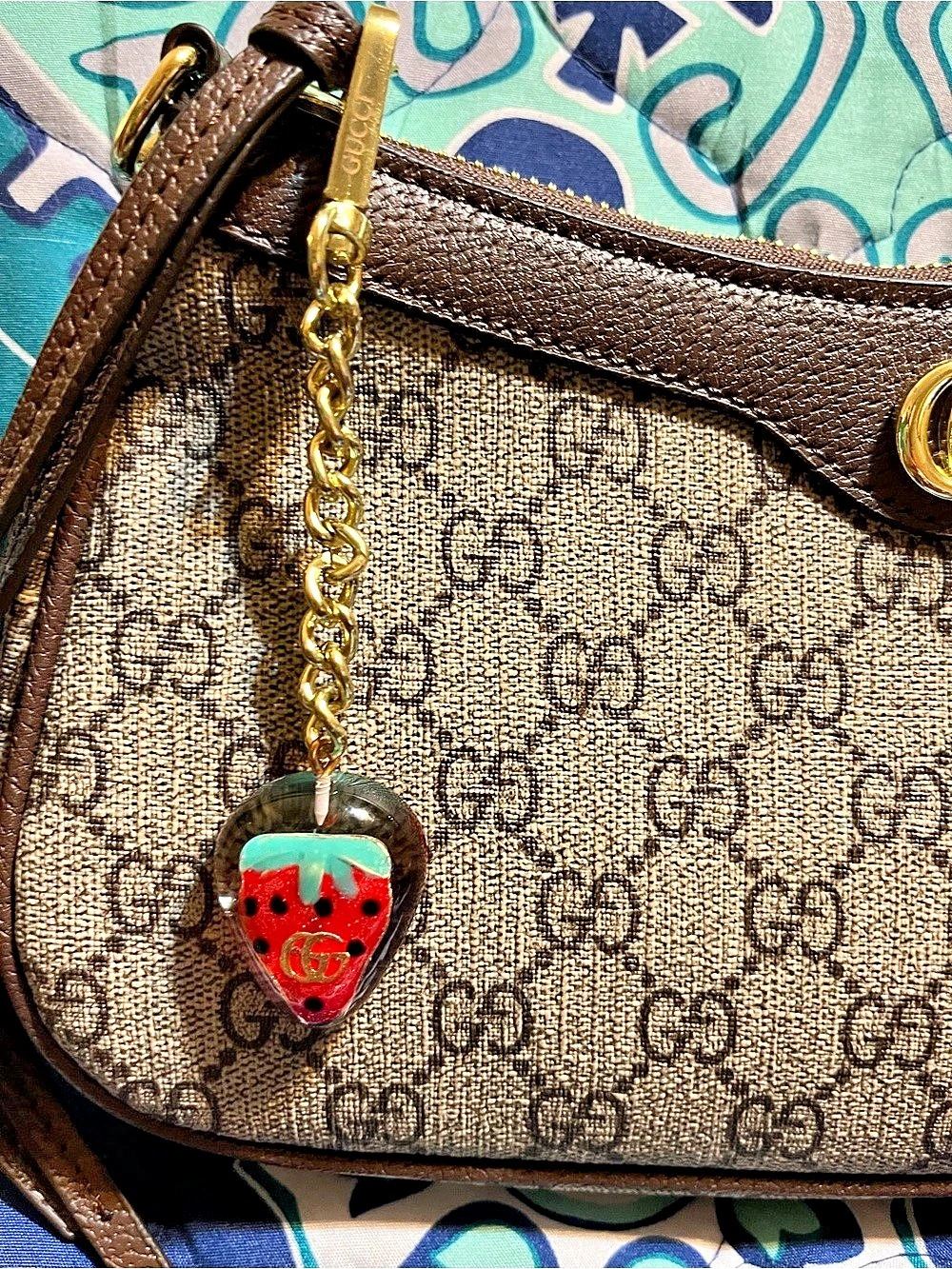 Monogram Small Shoulder Bag with Strawberry Charm - Picture 2 of 7